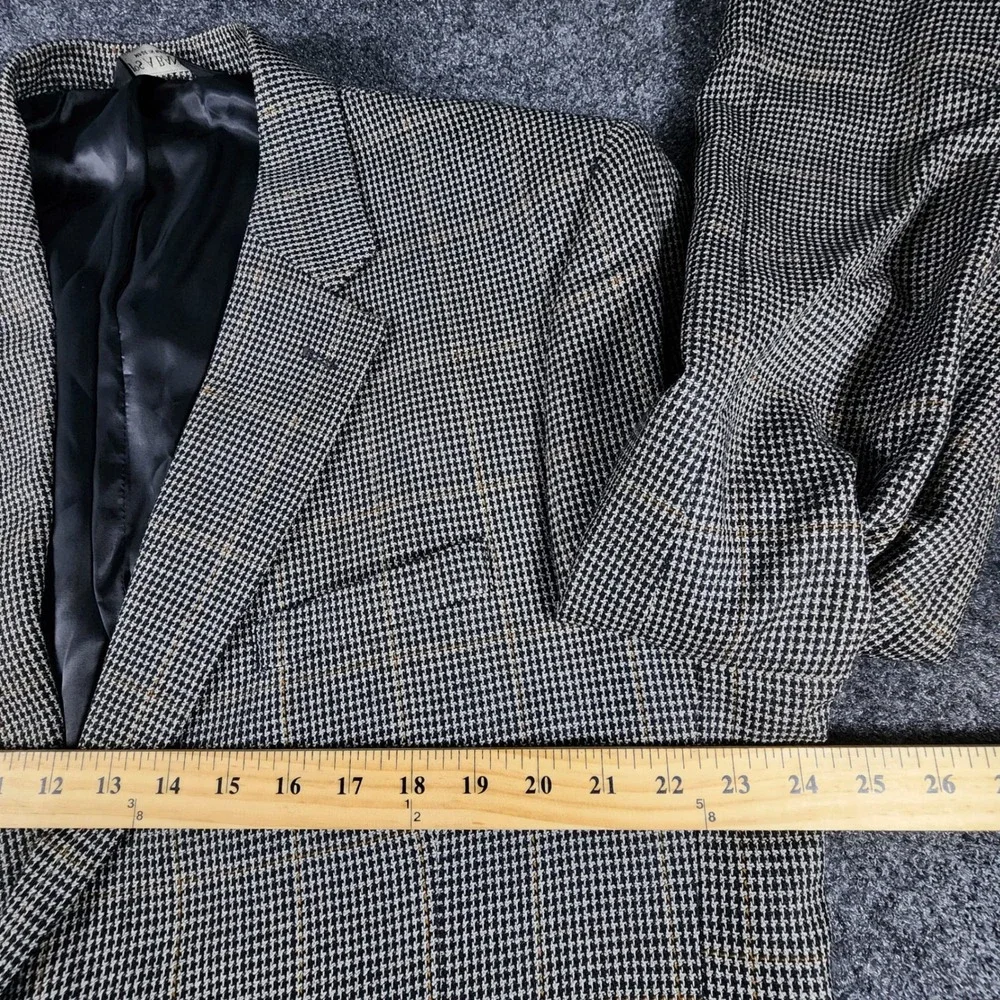 Jos. A. Bank Sport Coat Mens 48R Brown Silk Wool Houndstooth Windowpane Blazer